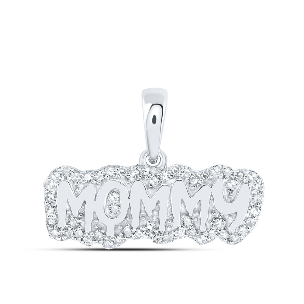 10K Yellow Or White Or Rose Gold Womens Round Diamond MOMMY Mom Pendant