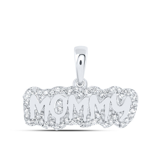 10K Yellow Or White Or Rose Gold Womens Round Diamond MOMMY Mom Pendant