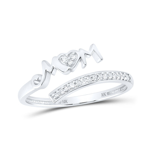 10K Yellow Or White Or Rose Gold Womens Round Diamond Mom Ring , Womens Size: 5-10