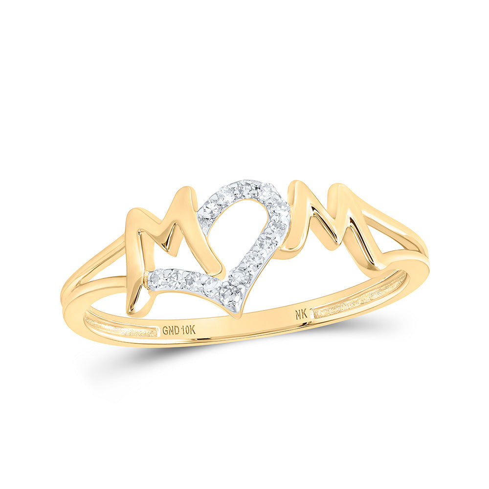 10K Yellow Or White Or Rose Gold Womens Round Diamond Mom Ring , Womens Size: 5-10