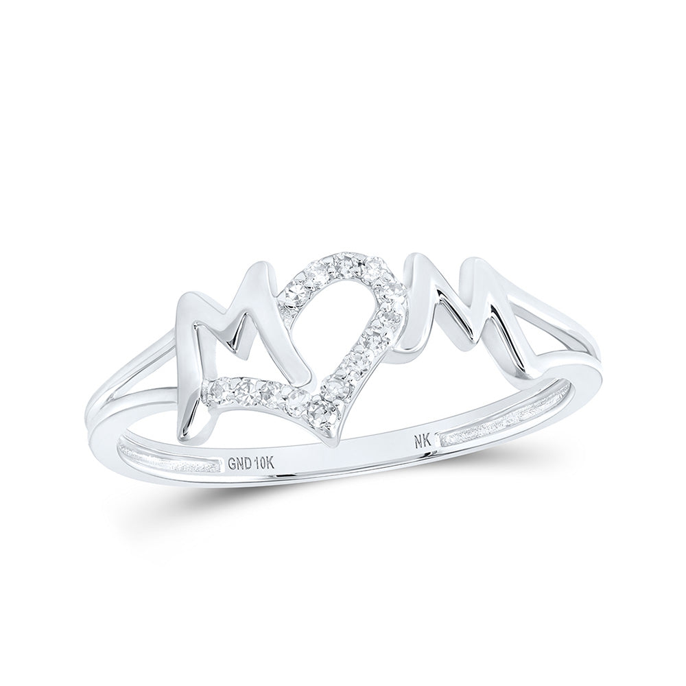 10K Yellow Or White Or Rose Gold Womens Round Diamond Mom Ring , Womens Size: 5-10