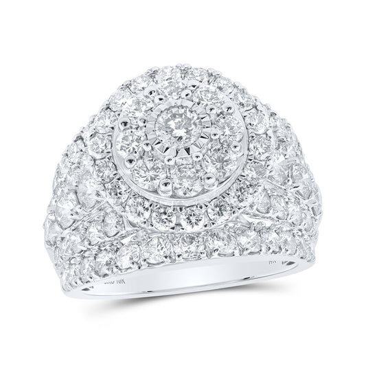 10K White Gold Round Diamond Cluster Bridal Wedding Engagement Ring 4 Cttw, Womens Size: 5-10