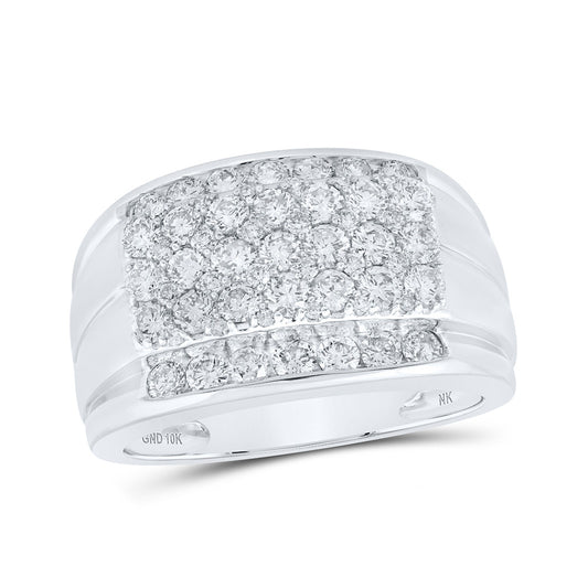 10K White Or Yellow Gold Mens Round Diamond Band Ring , Mens Size: 7-13