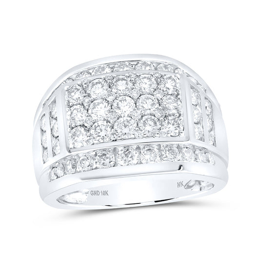10K White Or Yellow Gold Mens Round Diamond Band Ring , Mens Size: 7-13