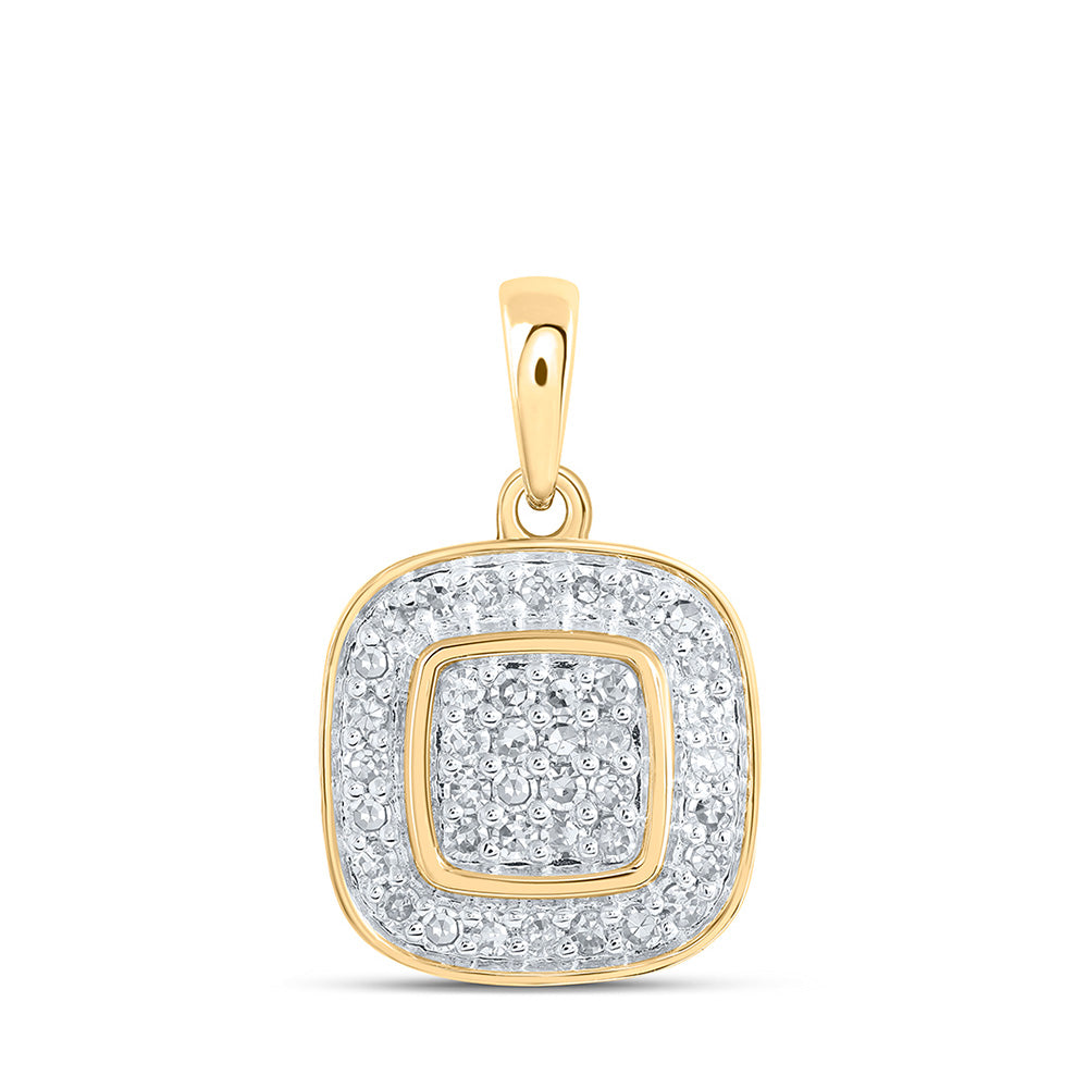10K White Or Yellow Gold Womens Round Diamond Square Pendant