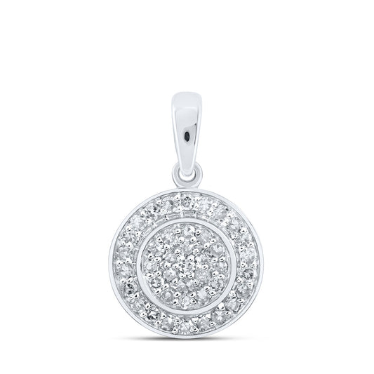 10K White Gold Womens Round Diamond Cluster Pendant 1/3 Cttw