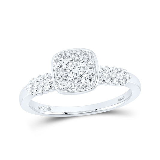 14K White Or Yellow Gold Womens Round Diamond Square Cluster Ring , Womens Size: 5-10