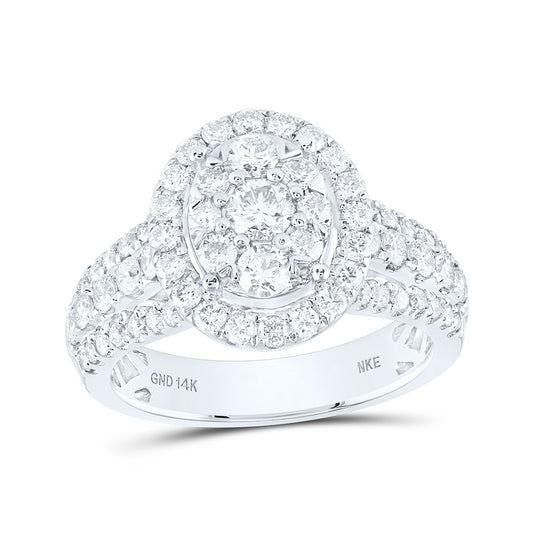 14K White Or Yellow Gold Womens Round Diamond Oval Ring, Womens Size: 5-10
