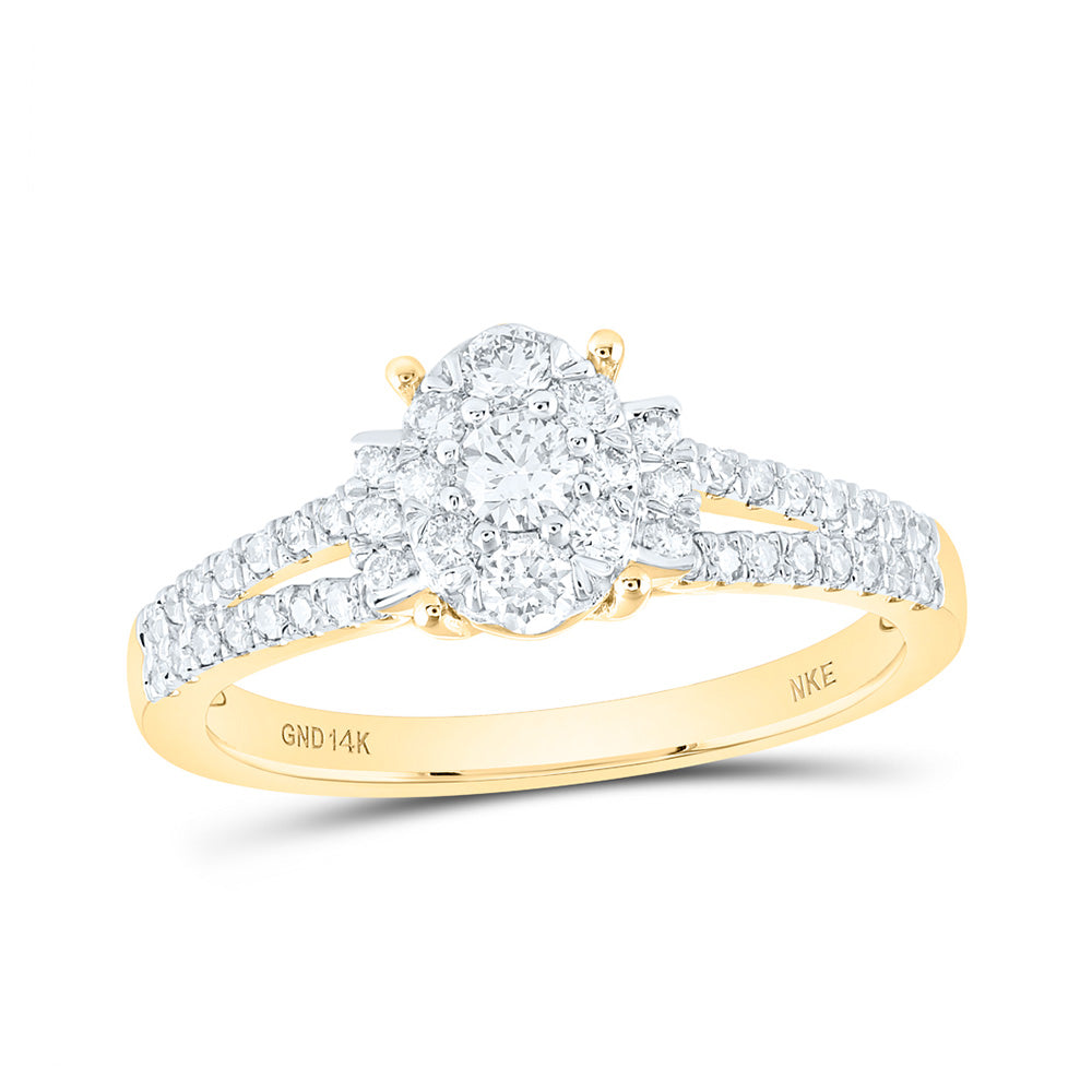 14K White Or Yellow Gold Womens Round Diamond Fashion Ring , Womens Size: 5-10