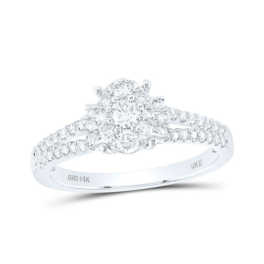 14K White Or Yellow Gold Womens Round Diamond Fashion Ring , Womens Size: 5-10