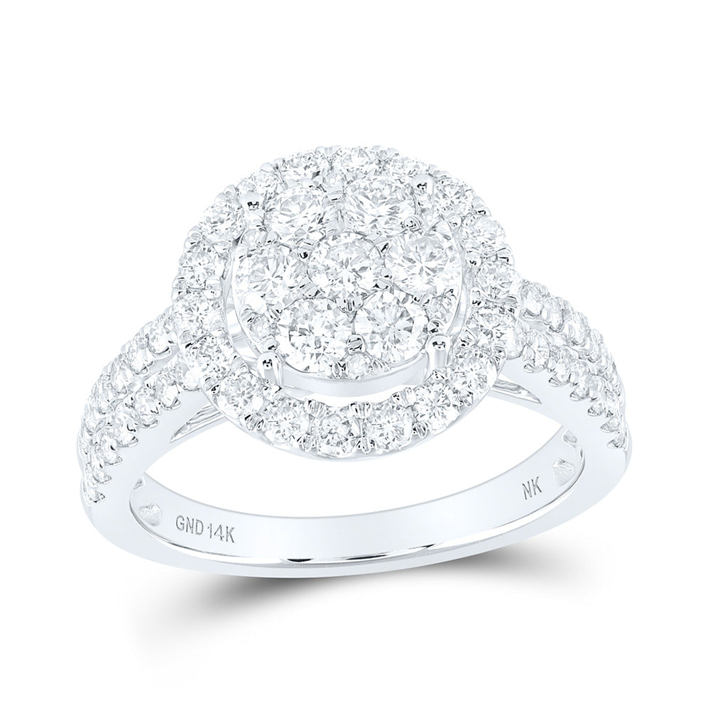 14K White Or Yellow Gold Womens Round Diamond Flower Cluster Ring, Womens Size: 5-10