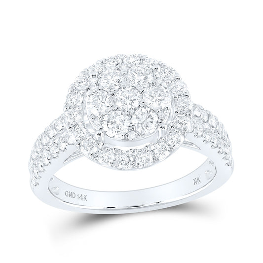 14K White Or Yellow Gold Womens Round Diamond Flower Cluster Ring, Womens Size: 5-10
