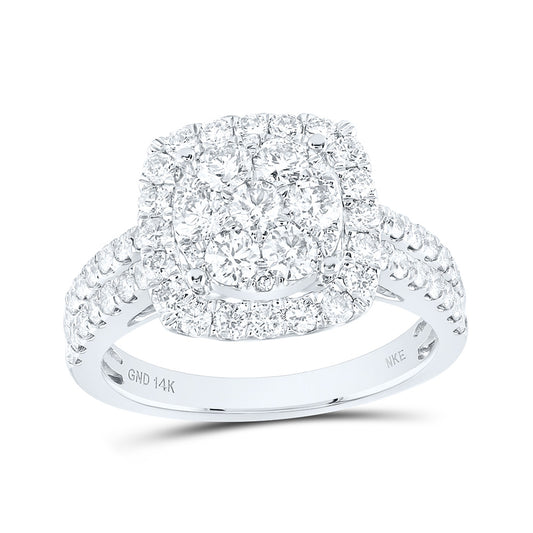 14K White Or Yellow Gold Womens Round Diamond Square Cluster Ring, Womens Size: 5-10