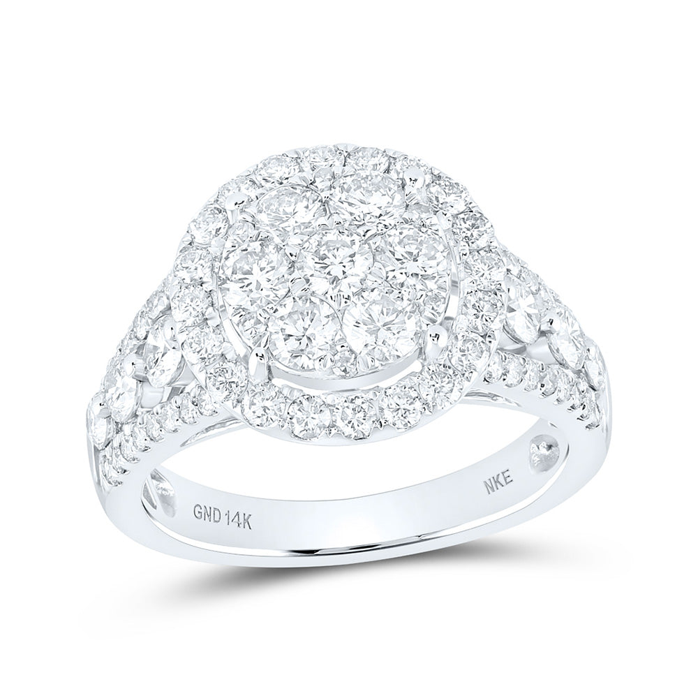 14K White Or Yellow Gold Womens Round Diamond Cluster Ring , Womens Size: 5-10