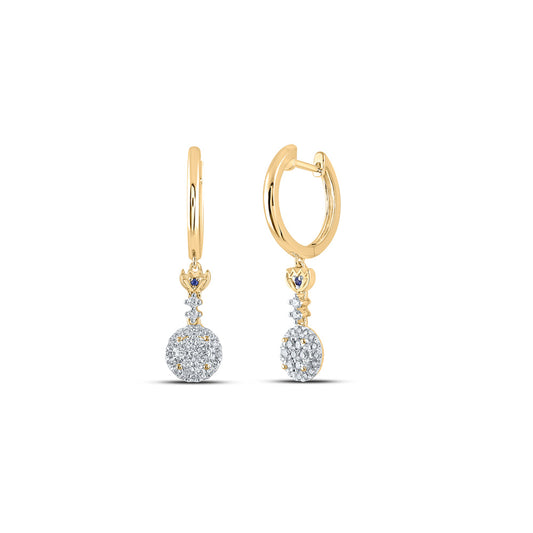14K White Or Yellow Gold Womens Round Diamond Dangle Earrings