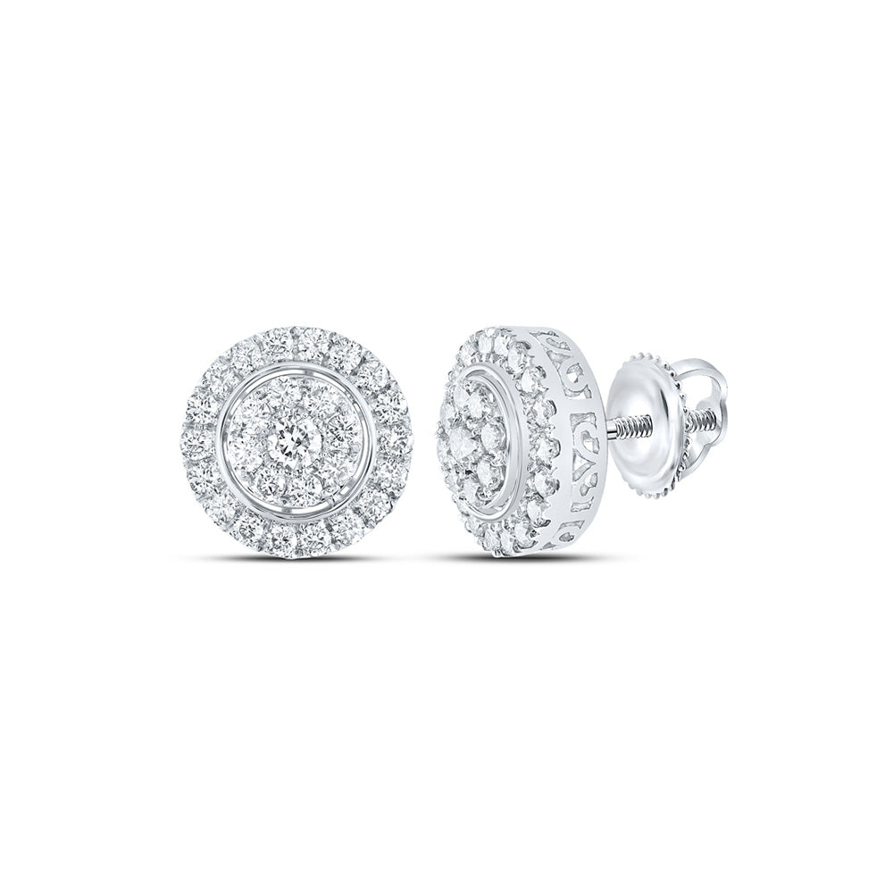 10K White Or Yellow Gold Womens Round Diamond Cluster Earrings