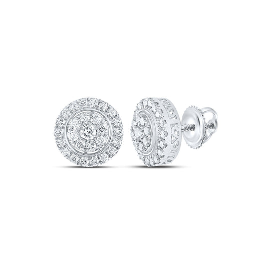 10K White Or Yellow Gold Womens Round Diamond Cluster Earrings