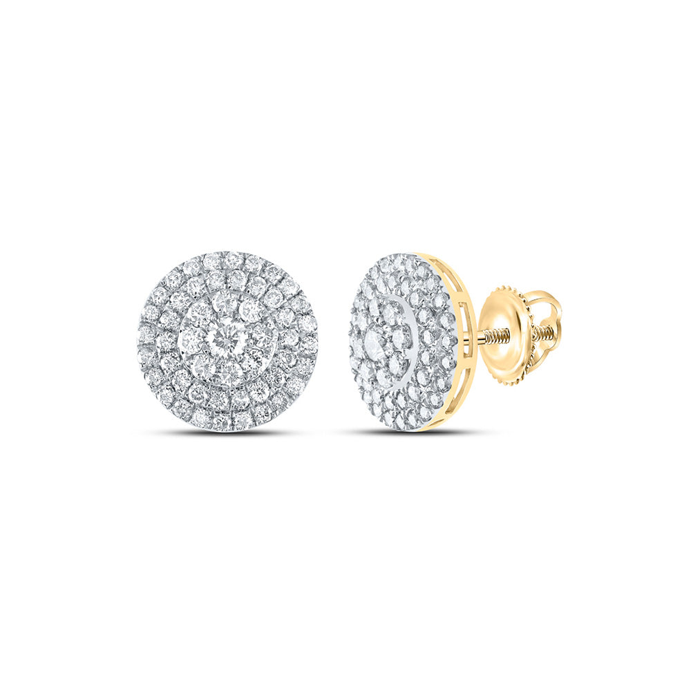 10K White Or Yellow Gold Womens Round Diamond Cluster Earrings
