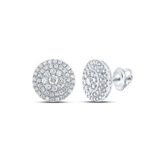 10K White Or Yellow Gold Womens Round Diamond Cluster Earrings
