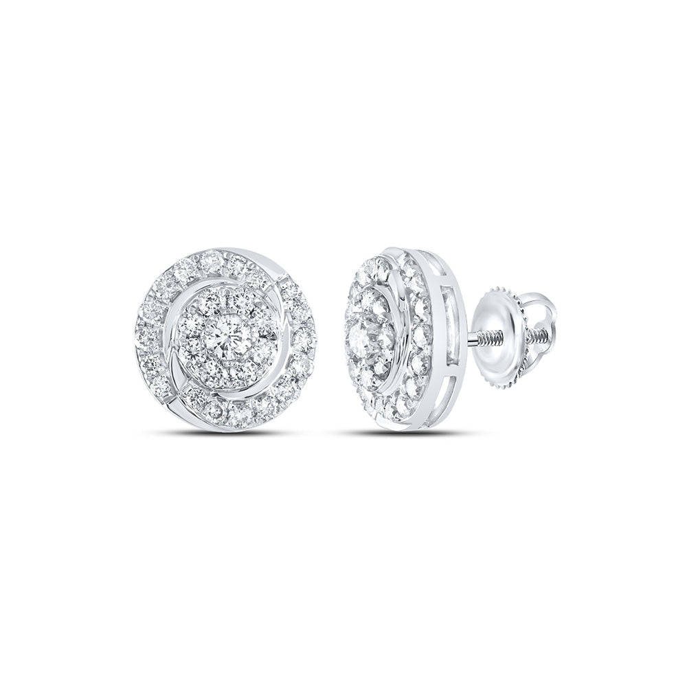 10K White Or Yellow Gold Womens Round Diamond Cluster Earrings