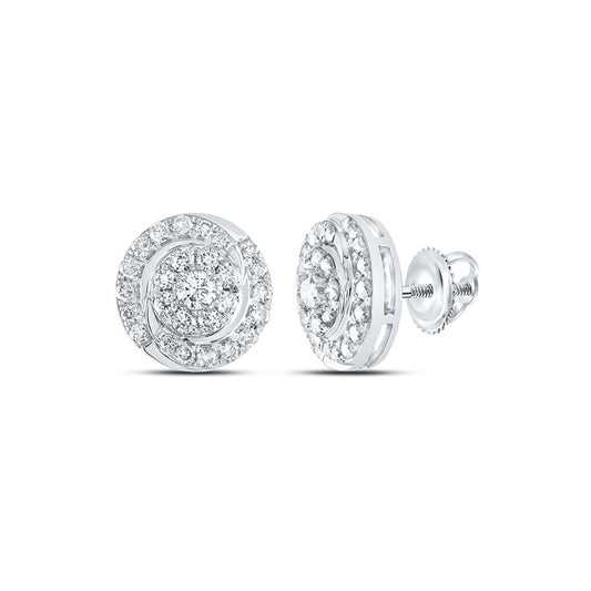 10K White Or Yellow Gold Womens Round Diamond Cluster Earrings
