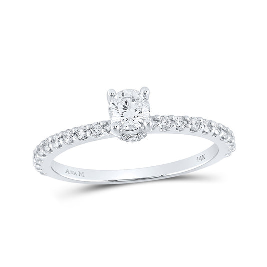 14K White Gold Round Diamond Solitaire Bridal Wedding Engagement Ring 5/8 Cttw, Womens Size: 5-10