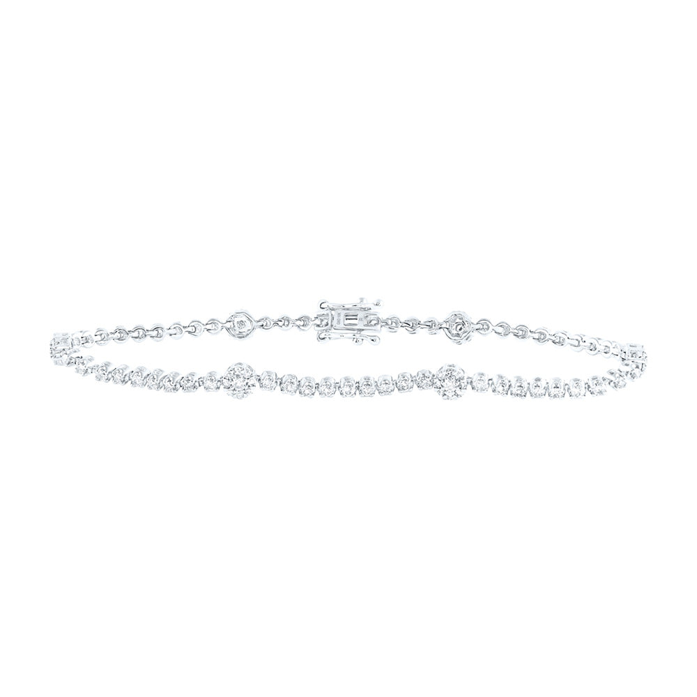 10K White Or Yellow Gold Womens Round Diamond Fashion Bracelet