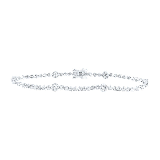 10K White Or Yellow Gold Womens Round Diamond Fashion Bracelet