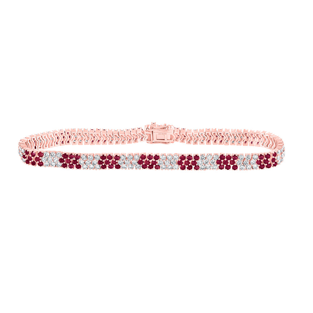 14K White Or Yellow Or Rose Gold Womens Round Diamond Tennis Bracelet