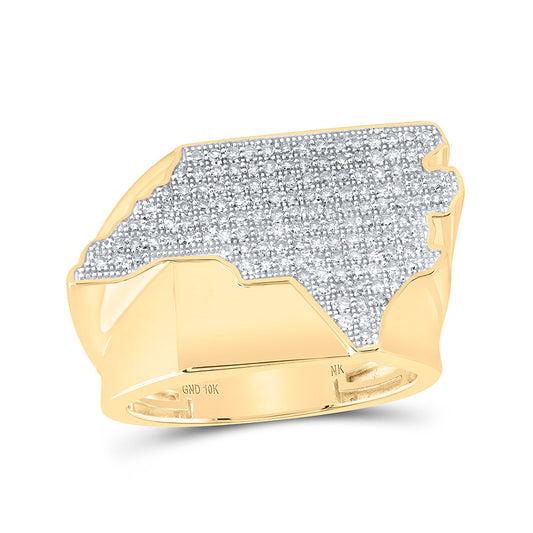 10K Yellow Gold Mens Round Diamond North Carolina State Band Ring 3/4 Cttw, Mens Size: 7-13