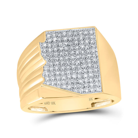 10K Yellow Gold Mens Round Diamond Arizona State Band Ring 5/8 Cttw, Mens Size: 7-13