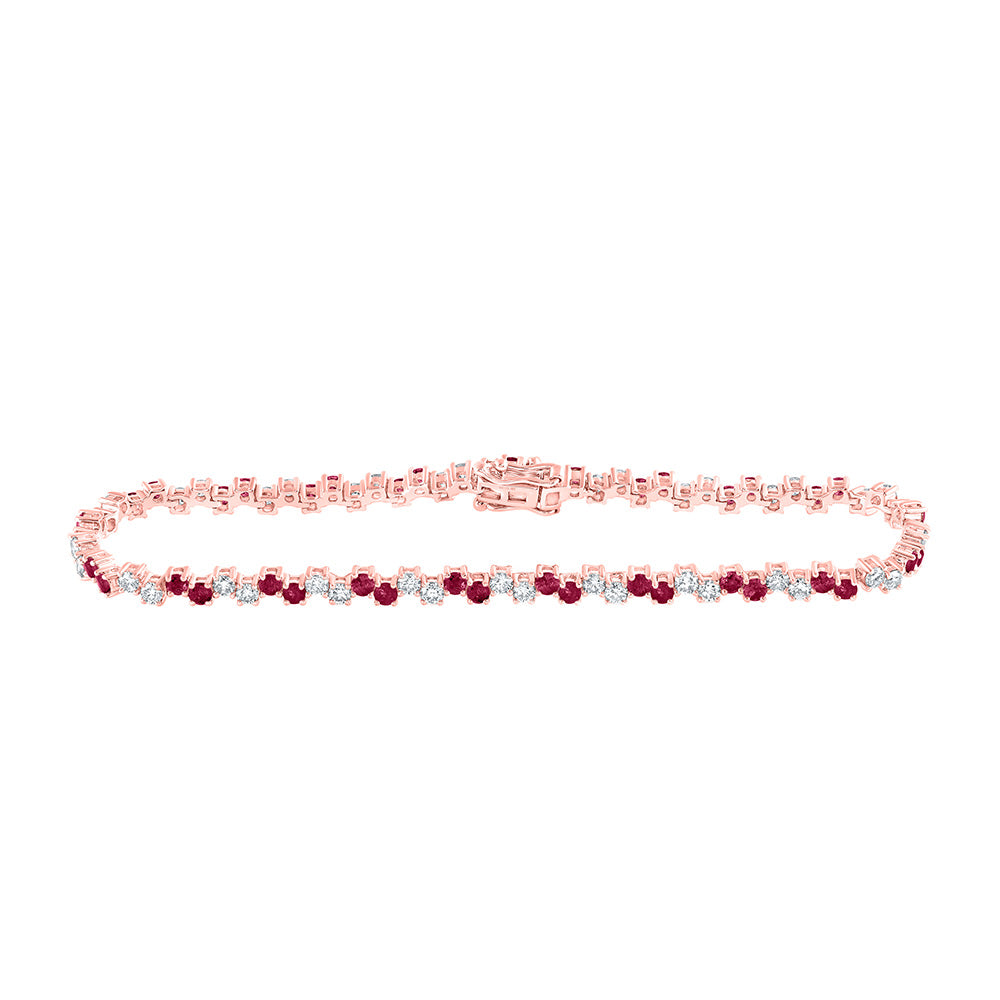 14K White Or Yellow Or Rose Gold Womens Round Diamond Tennis Bracelet