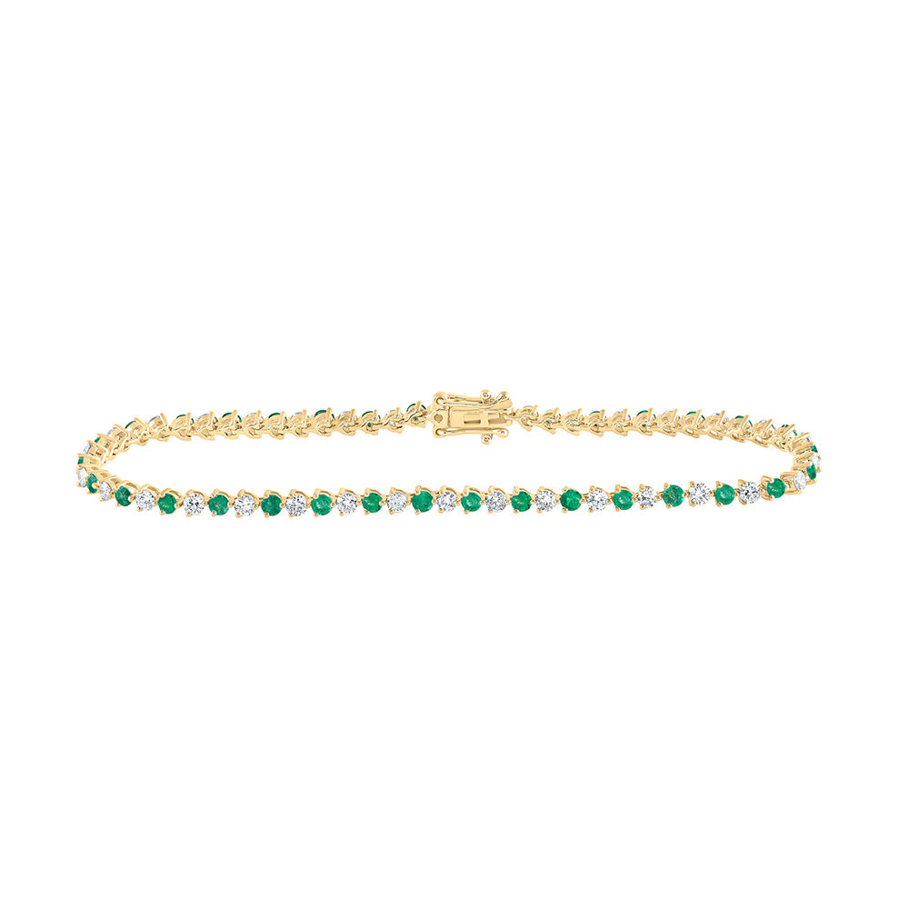14K Yellow Or White Or Rose Gold Womens Round Diamond Tennis Bracelet