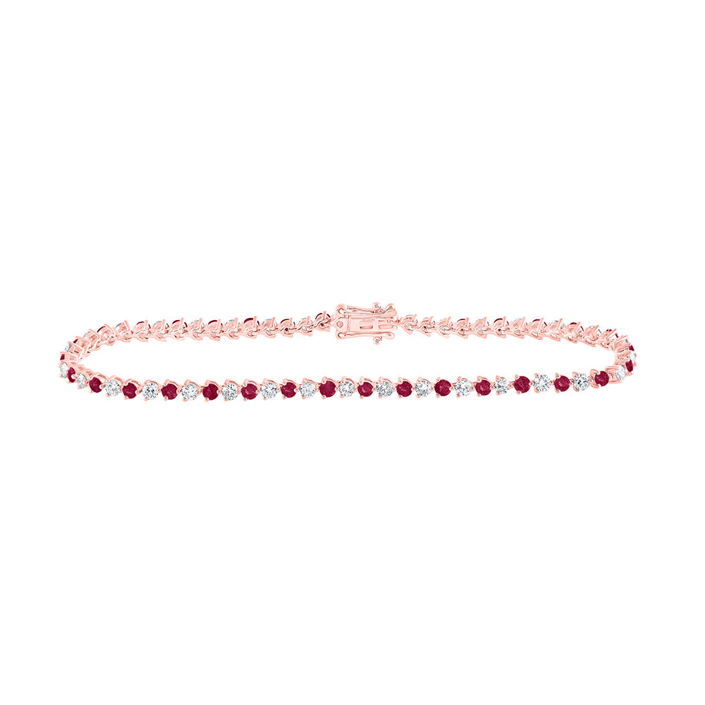14K Yellow Or White Or Rose Gold Womens Round Diamond Tennis Bracelet