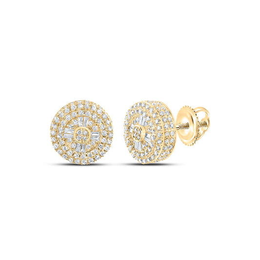 10K Yellow Gold Baguette Diamond Circle Earrings 3/4 Cttw
