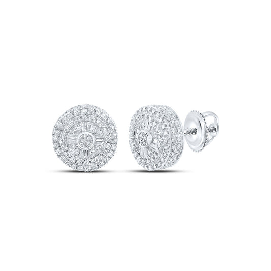 10K White Or Yellow Gold Baguette Diamond Circle Earrings