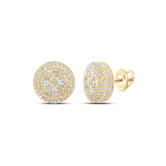10K Yellow Gold Baguette Diamond Circle Earrings 1 Cttw