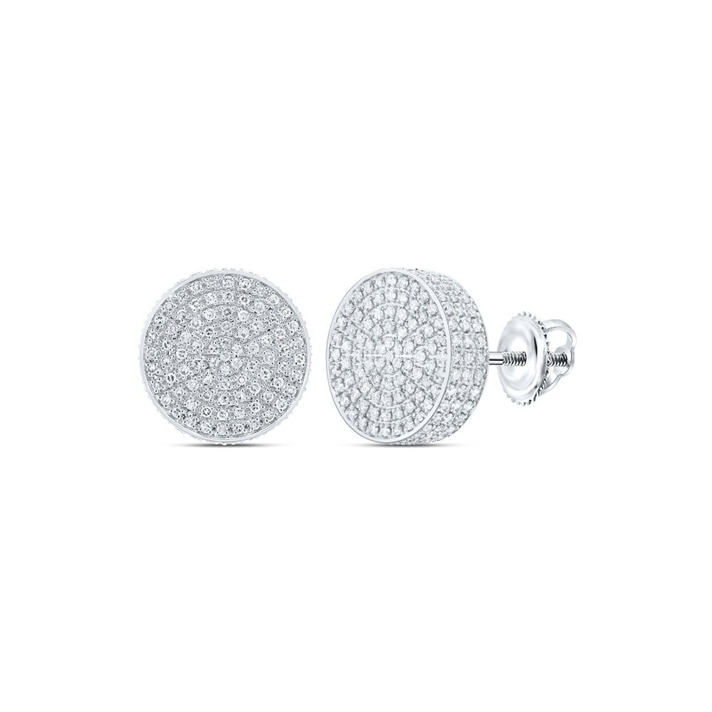 10K White Or Yellow Gold Round Diamond 3D Circle Earrings