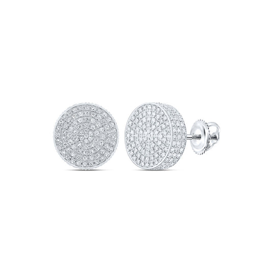 10K White Or Yellow Gold Round Diamond 3D Circle Earrings
