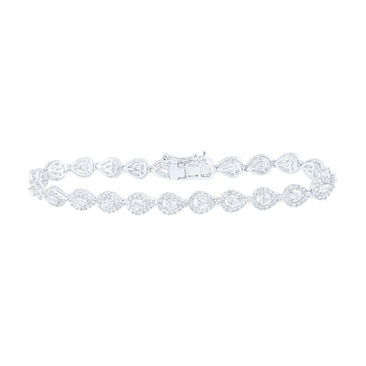 14K White Or Yellow Gold Womens Pear Diamond Fashion Bracelet