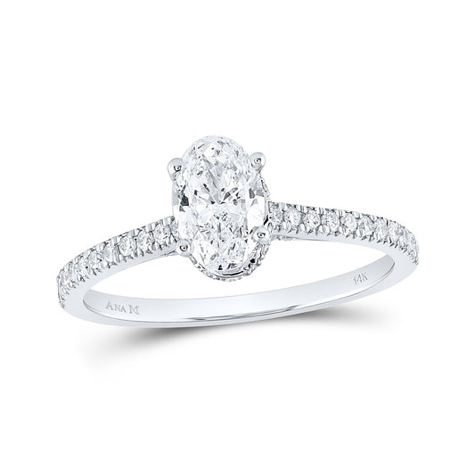 14K White Gold Oval Diamond Solitaire Bridal Wedding Engagement Ring 1 Cttw, Womens Size: 5-10