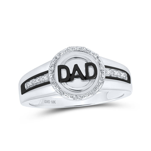 10K White Or Yellow Gold Mens Round Diamond DAD Circle Ring , Mens Size: 7-13
