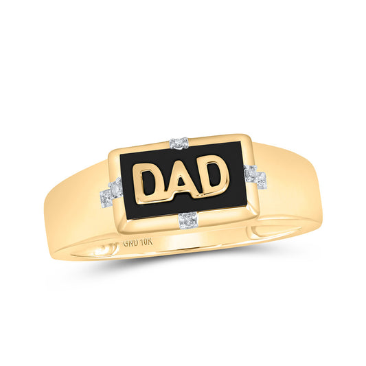 10K Yellow Gold Mens Round Diamond DAD Band Ring .03 Cttw, Mens Size: 7-13