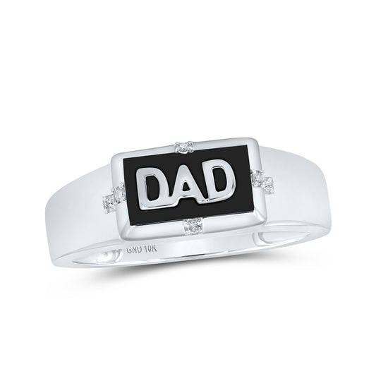 10K White Or Yellow Gold Mens Round Diamond DAD Band Ring , Mens Size: 7-13