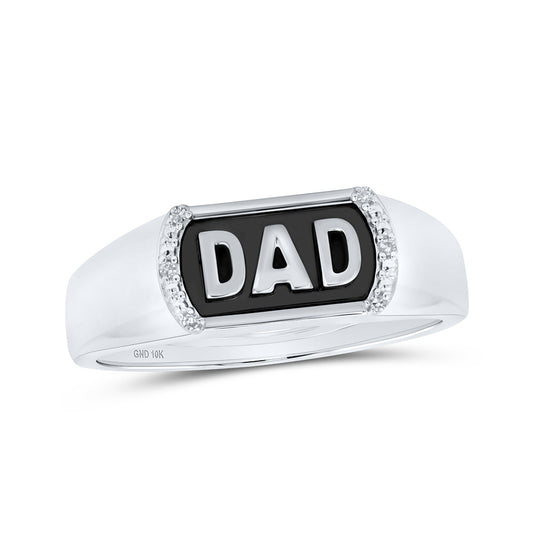 10K White Gold Mens Round Diamond DAD Band Ring .02 Cttw, Mens Size: 7-13