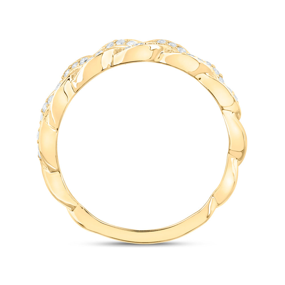 10K Yellow Or White Or Rose Gold Womens Round Diamond Braid Band Ring , Womens Size: 5-10
