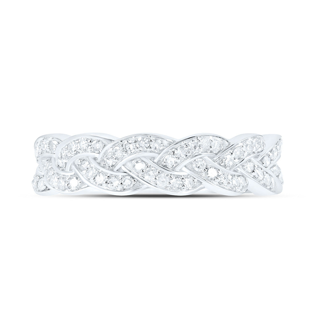 10K Yellow Or White Or Rose Gold Womens Round Diamond Braid Band Ring , Womens Size: 5-10