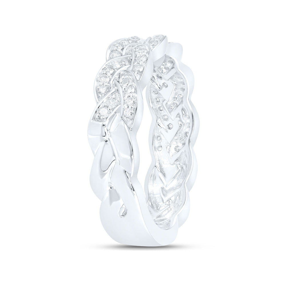 10K Yellow Or White Or Rose Gold Womens Round Diamond Braid Band Ring , Womens Size: 5-10