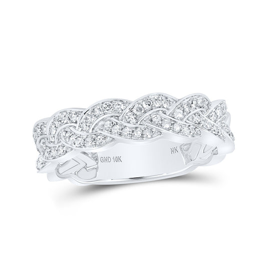 10K Yellow Or White Or Rose Gold Womens Round Diamond Braid Band Ring , Womens Size: 5-10