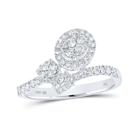 10K White Or Yellow Gold Womens Round Diamond Cluster Fashion Ring , Womens Size: 5-10